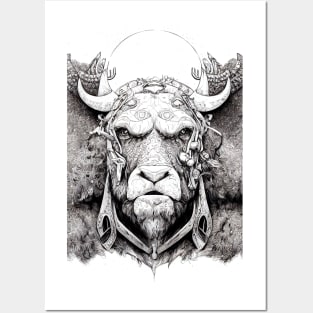 Bison Buffalo Animal Wild Nature Illustration Line Epic Illustration Line Art Posters and Art